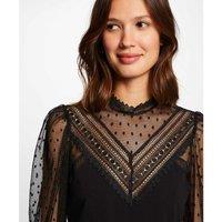 Cotton Mix T-Shirt with Long Lace Sleeves