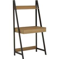 Natural Oak Effect Ladder Shelf Desk Unit with Frame