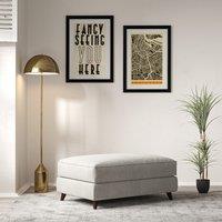 Amelia Soft Brushed Footstool with Dark Wood Legs
