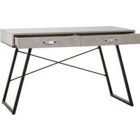 2 Drawer Desk in Concrete Effect Finish with Black Frame