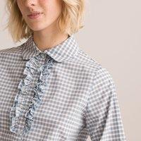 Checked Cotton Ruffled Shirt