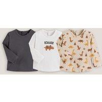 Pack of 3 T-Shirts in Cotton with Long Sleeves
