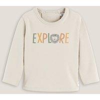 Slogan Print Cotton Sweatshirt with Press-Stud Back and Crew Neck