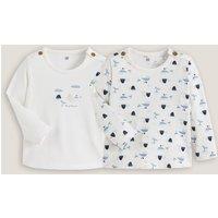 Pack of 2 T-Shirts in Nautical Print Cotton with Long Sleeves