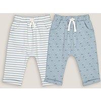 Pack of 2 Joggers in Printed Cotton