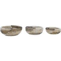 Set of 3 Natural Round Straw Baskets