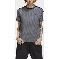 Gingham Check Cotton T-Shirt with Embroidered Logo and 3-Stripes Print