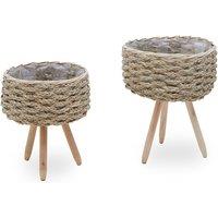 Set of 2 Natural Basket Planters