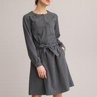 Recycled Flannel Shift Dress with Long Sleeves