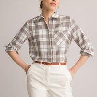 Checked Cotton Mix Shirt with Long Sleeves