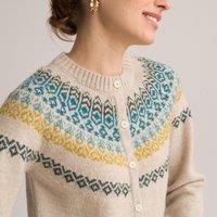 Chunky Knit Jacquard Cardigan with Button Fastening