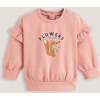 Cotton Fox Print Sweatshirt with Ruffled Sleeves