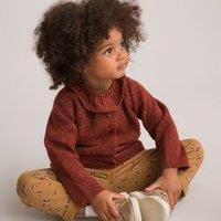 Ruffle Collar Cardigan in Fine Knit with Button Fastening