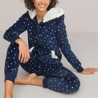 Fleece Hooded Onesie in Polka Dot Print