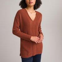 Fine Knit Tunic Jumper with V-Neck