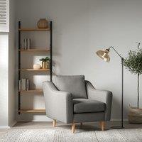 Rosa Curve Soft Brushed Armchair with Light Wood Legs