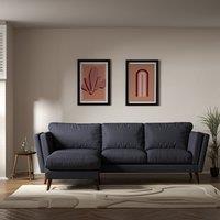 Frida Contemporary Soft Brushed Corner Chaise Feather Sofa with Dark Wood Legs (Left Facing)