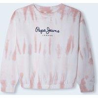 Tie Dye Cotton Sweatshirt with Logo Print, 10-16 Years