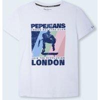 Printed Cotton T-Shirt with Short Sleeves, 8-16 Years