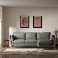 Frida Contemporary Soft Brushed Corner Chaise Feather Sofa with Dark Wood Legs (Right Facing)