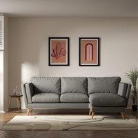 Frida Contemporary Soft Brushed Corner Chaise Feather Sofa with Light Wood Legs (Right Facing)
