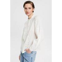 Embroidered Cotton Shirt with Long Sleeves and Crew Neck
