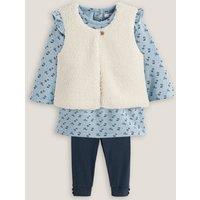Gilet, Dress and Leggings Outfit