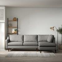 Rosa Curve Soft Brushed Corner Chaise Sofa with Dark Wood Legs (Right Facing)