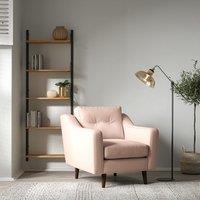 Rosa Curve Buttoned Soft Brushed Armchair with Dark Wood Legs