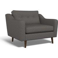 Rosa Curve Buttoned Soft Woven Snuggle Chair with Dark Wood Legs