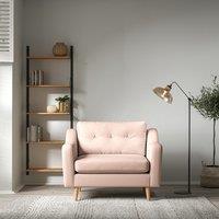 Rosa Curve Buttoned Soft Brushed Snuggle Chair with Light Wood Legs