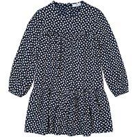 Floral Print Draping Dress with Long Sleeves