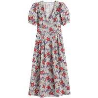 Puff Sleeve Midaxi Dress in Floral Print Cotton, Made in Europe
