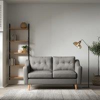 Rosa Curve Buttoned Soft Brushed 2 Seater Sofa with Light Wood Legs