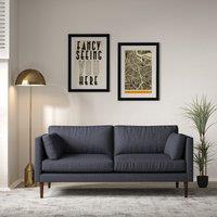 Gabriela Modern Soft Brushed 3 Seater Feather Sofa with Dark Wood Legs