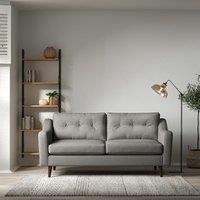 Rosa Curve Buttoned Soft Brushed 3 Seater Sofa with Dark Wood Legs