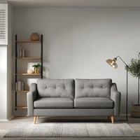 Rosa Curve Buttoned Soft Brushed 3 Seater Sofa with Light Wood Legs