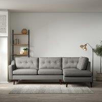 Rosa Curve Buttoned Soft Brushed Corner Chaise Sofa with Dark Wood Legs (Right Facing)