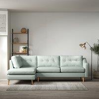 Rosa Curve Buttoned Soft Brushed Corner Chaise Sofa with Light Wood Legs (Left Facing)