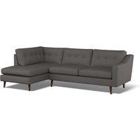 Rosa Curve Buttoned Soft Woven Corner Chaise Sofa with Dark Wood Legs (Left Facing)