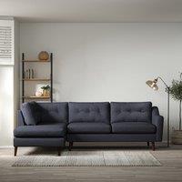 Rosa Curve Buttoned Soft Brushed Corner Chaise Sofa with Dark Wood Legs (Left Facing)