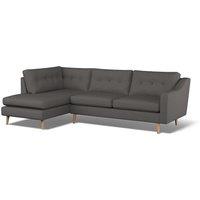 Rosa Curve Buttoned Soft Woven Corner Chaise Sofa with Light Wood Legs (Left Facing)