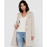 Mid-Length Straight Coat in Cotton Mix with Tailored Collar