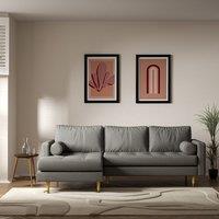 Coco Mid-Century Soft Brushed Corner Chaise Sofa with Light Wood Legs (Left Facing)