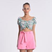 Floral Short Smocked Top