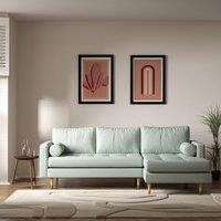 Coco Mid-Century Soft Brushed Corner Chaise Sofa with Light Wood Legs (Right Facing)