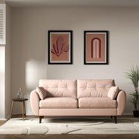 Ada Scandi Buttoned Soft Brushed 3 Seater Sofa with Dark Wood Legs