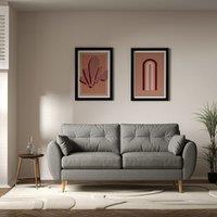 Ada Scandi Buttoned Soft Brushed 3 Seater Sofa with Light Wood Legs