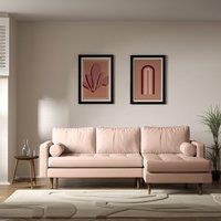 Coco Mid-Century Soft Brushed Corner Chaise Sofa with Dark Wood Legs (Right Facing)