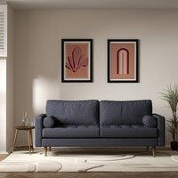 Coco Mid-Century Soft Brushed 3 Seater Sofa with Walnut Legs